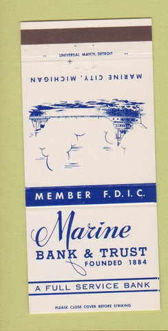 Matchbook Cover - Marine Bank and Trust Marine City MI 30 Strike