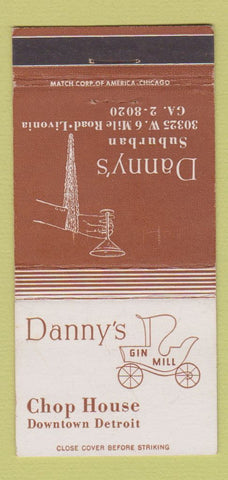 Matchbook Cover - Danny's Chop House Detroit MI Livonia 30 Strike