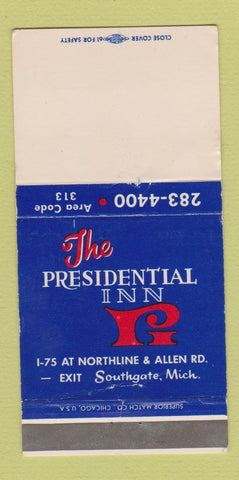 Matchbook Cover - Presidential Inn Southgate MI WEAR 30 Strike