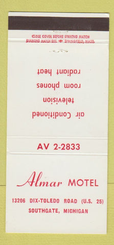 Matchbook Cover - Almar Motel Southgate MI 30 Strike