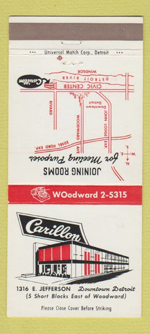 Matchbook Cover - Carillon Detroit MI 30 Strike