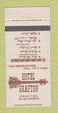 Matchbook Cover - Hotel Grafton WI 30 Strike