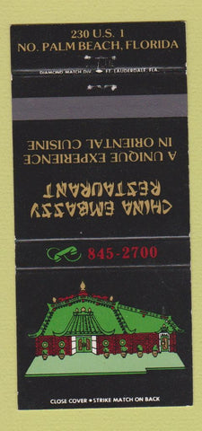 Matchbook Cover - China Embassy Chinese Restaurant North Palm Beach FL 30 Strike