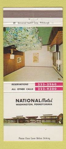 Matchbook Cover - National Motel Washington PA 30 Strike