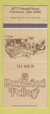 Matchbook Cover - Rookwood Pottery Cincinnati OH 30 Strike