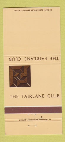 Matchbook Cover - Fairlane Club Dearborn MI 30 Strike