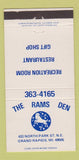 Matchbook Cover - The Rams Den Grand Rapids MI 30 Strike