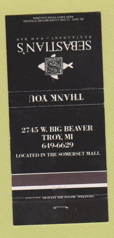Matchbook Cover - Sebastian's Restaurant Troy MI 30 Strike