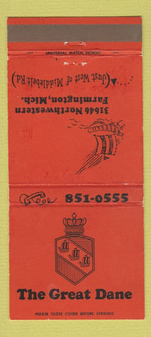 Matchbook Cover - The Great Dane Farmington MI WEAR 30 Strike