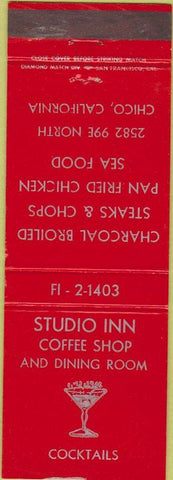Matchbook Cover - Studio Inn Chico CA