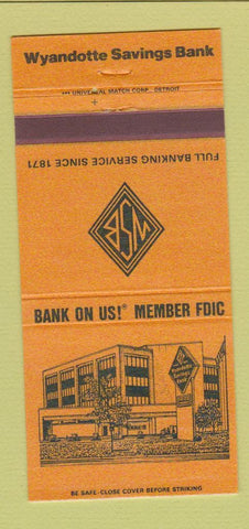 Matchbook Cover - Wyandotte Savings Bank MI 30 Strike