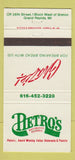 Matchbook Cover - Pietro's Pizza Grand Rapids MI 30 Strike