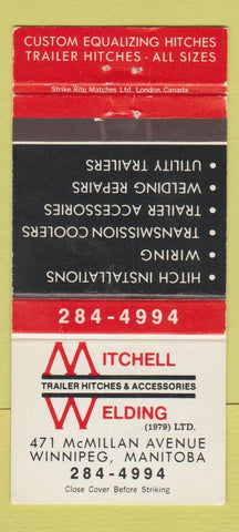 Matchbook Cover - Mitchell Welding Winnipeg MB 30 Strike