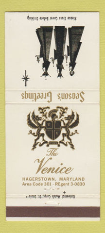 Matchbook Cover - The Venice Hagerstown MD Christmas 30 Strike