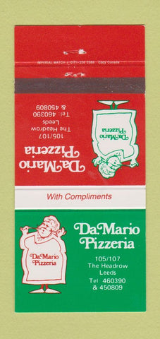 Matchbook Cover - Da Mario Pizza Leeds The Headrow 30 Strike