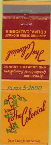 Matchbook Cover - The Colonial Colma CA