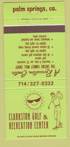 Matchbook Cover - Clarkston Golf Recreation Center Palm Springs CA 30 Strike