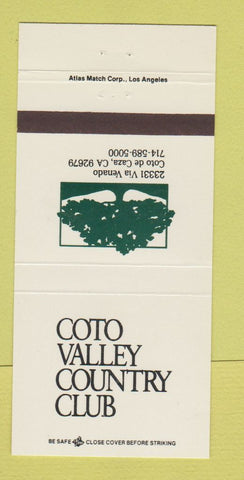Matchbook Cover - Coto Valley Country Club Coto de Caza CA 30 Strike