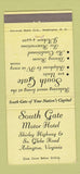 Matchbook Cover - South Gate Motor Hotel Arlington VA 30 Strike