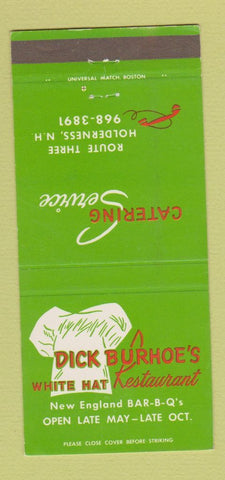 Matchbook Cover - Dick Burhoe's Restaurant Holderness NH 30 Strike