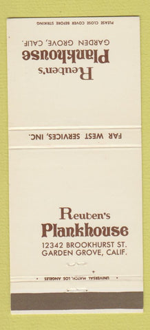 Matchbook Cover - Reuben's Plankhouse Garden Grove CA 30 Strike