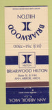 Matchbook Cover - Briarwood Hilton Hotel Ann Arbor MI 30 Strike