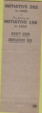 Matchbook Cover - Initiative 202 Pro Union 1958 White