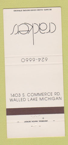 Matchbook Cover - Crackers Walled Lake MI 30 Strike