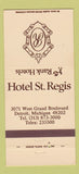 Matchbook Cover - Hotel St Regis Detroit MI 30 Strike