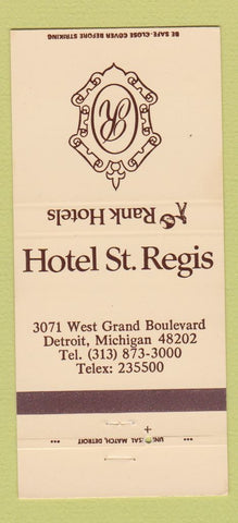 Matchbook Cover - Hotel St Regis Detroit MI 30 Strike
