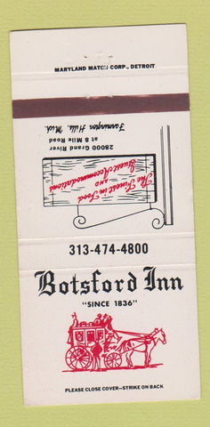 Matchbook Cover - Botsford Inn Farmington Hills MI 30 Strike