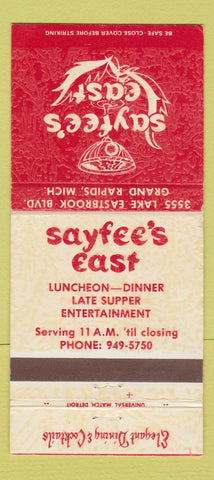 Matchbook Cover - Sayfee's East Grand Rapids MI 30 Strike