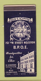 Matchbook Cover - Elks Lodge Houston TX SAMPLE 30 Strike