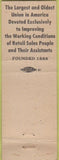 Matchbook Cover - Retail Clerks Union Lafayette IN
