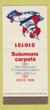 Matchbook Cover - Solomons Carpes Adelaide Australia SAMPLE 30 Strike