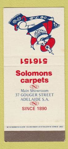 Matchbook Cover - Solomons Carpes Adelaide Australia SAMPLE 30 Strike