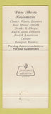 Matchbook Cover - Dave Shore's Restaurant Philadelphia PA 30 Strike