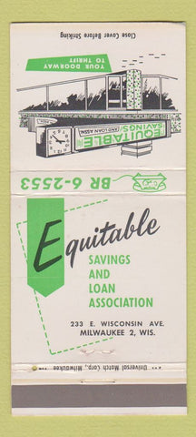 Matchbook Cover - Equitable Savings and Loan Milwaukee WI 30 Strike