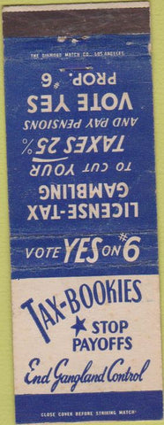 Matchbook Cover - Tax Bookies Anti Gang Initiative WEAR