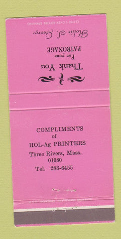 Matchbook Cover - Hog Ag Printers Three Rivers MA 30 Strike