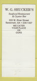 Matchbook Cover - WG Shuckers Seafood Restaurant Savannah GA WEAR 30 Strike