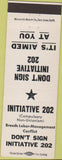 Matchbook Cover - Initiative 202 Pro Union 1958 White