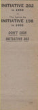 Matchbook Cover - Initiative 202 Pro Union 1958 White