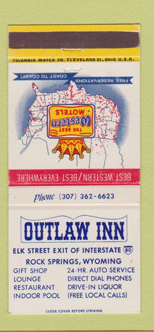 Matchbook Cover - Outlaw Inn Rock Springs WY 30 Strike