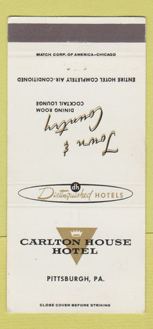 Matchbook Cover - Carlton House Hotel Pittsburgh PA Town and Country 30 Strike