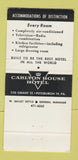 Matchbook Cover - Carlton House Hotel Pittsburgh PA Town and Country 30 Strike
