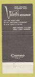 Matchbook Cover - Italy Valenti's Italian Restaurant Miami FL 30 Strike
