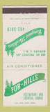 Matchbook Cover - For Hills Restaurant Newark NJ WEAR 30 Strike