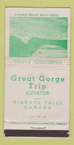 Matchbook Cover - Great Gorge Trip Elevator Niagara Falls ON WEAR 30 Strike