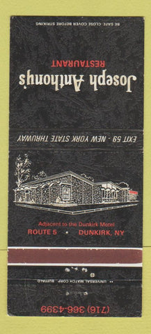 Matchbook Cover - Joseph Anthony's Restaurant Dunkirk NY 30 Strike